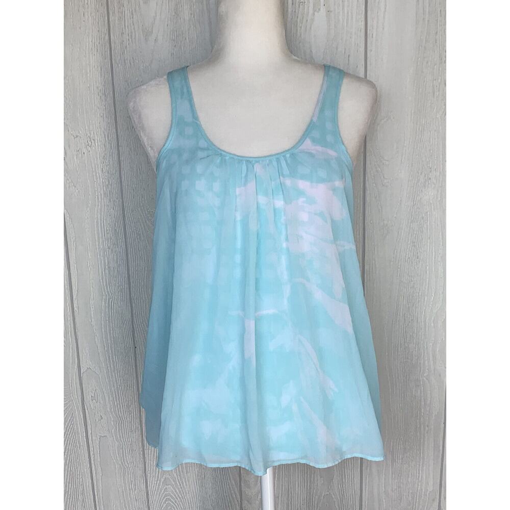 Joseph A Blue White Print Layered Tank Top Size Small NWT